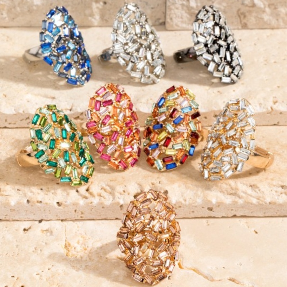 Multicolored Baguette Statement Ring - Picture 7 of 7